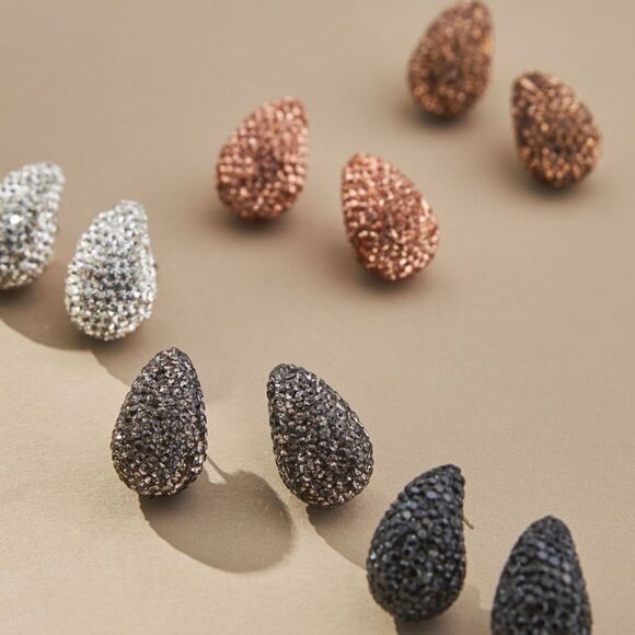 NWT Anthropologie The Petra Drop Earrings: Pavé Edition Bronze + jewelry pouch - Picture 2 of 8